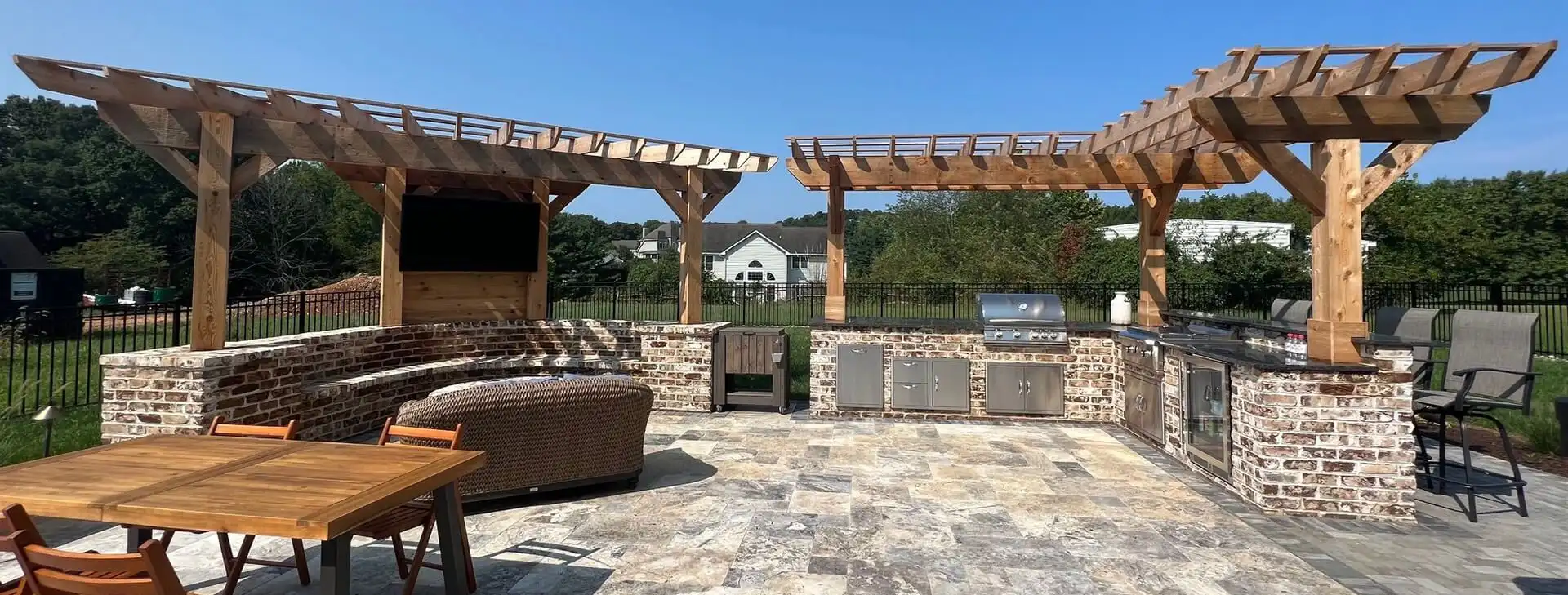 Outdoor kitchen cedar pergolas banner