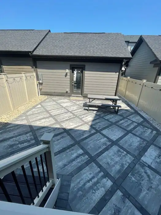 Paver patio backyard privacy fence