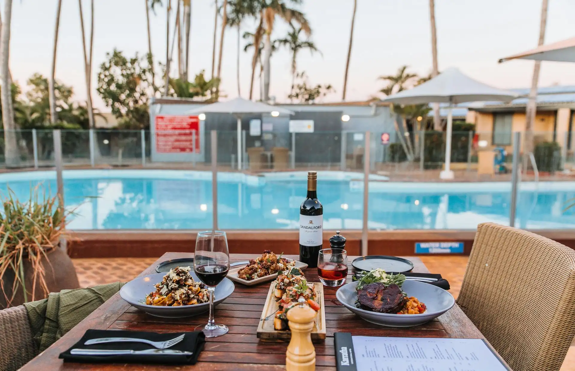 Poolside patio dining table